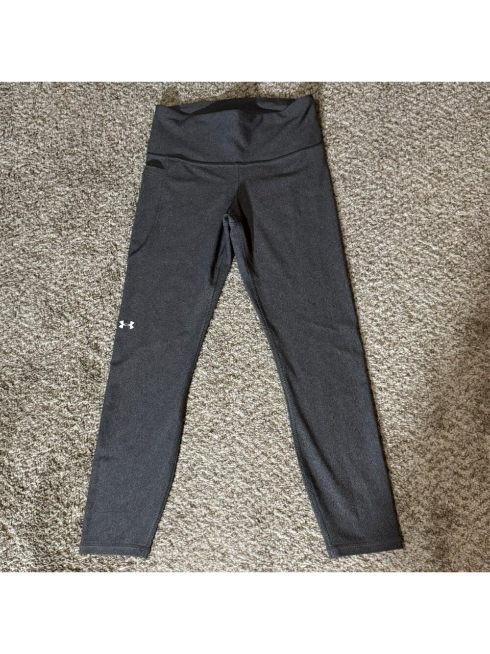 Under Armour Leggings Womens M Gray Compression Pocket Cropped Gym Yoga Stretch